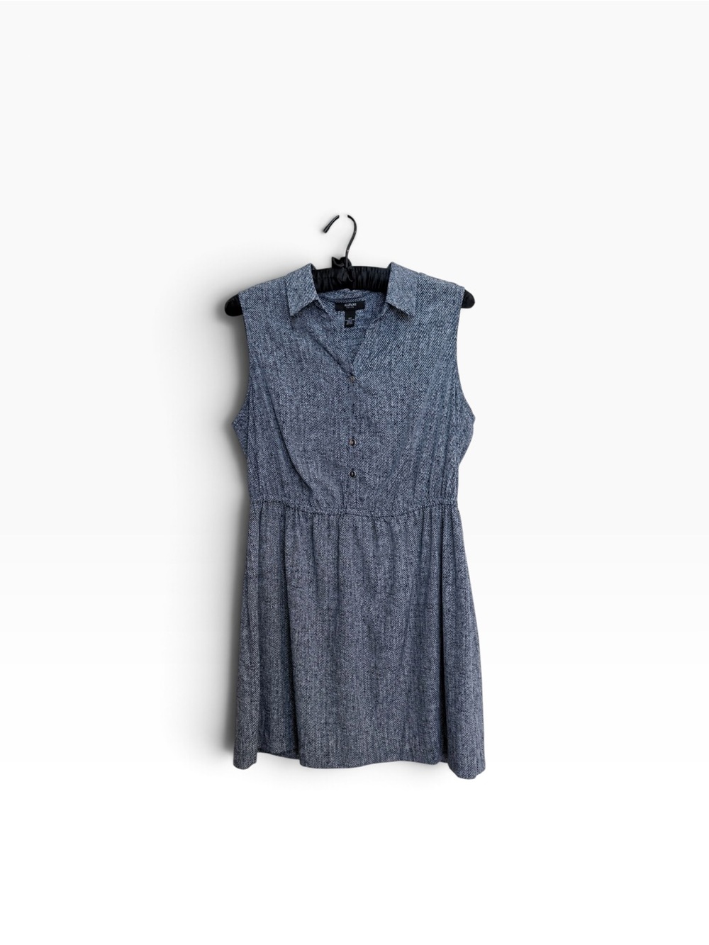 Alfani Sleeveless Heathered Navy Blue Collared Mini Dress